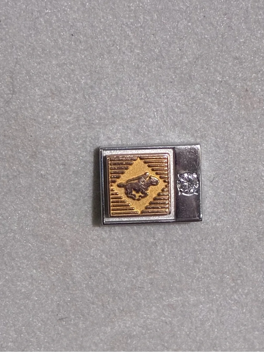 Vintage Gold And Silver Diamond 10K EMB CTO Horse Jockey Equestrian Lapel Pin